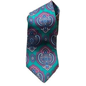 Vintage Tommy Hilfiger Italian 100% Silk Green and Red Necktie Made in USA
